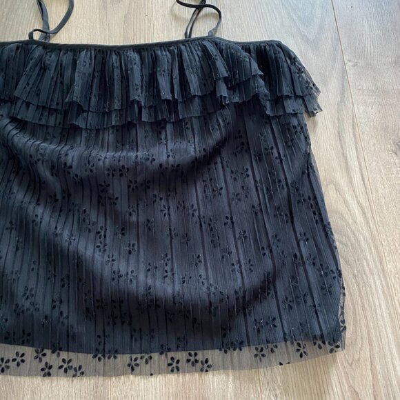 J. CREW Black Patterned Ruffle Layered Camisole - Picture 2 of 11